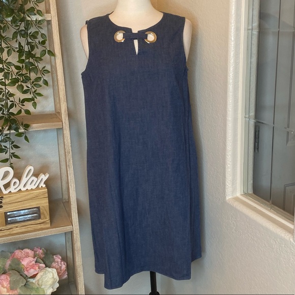 Anne Klein | Dresses | Anne Klein Dark Wash Denim Sleeveless Dress | Poshmark